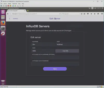 Chronograf Influx DB setup